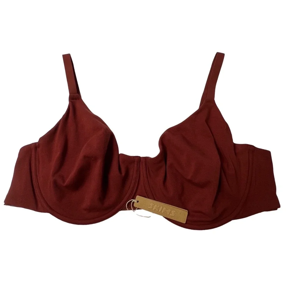 SKIMS Cotton Jersey T-Shirt Underwire‎ Bra Sangria 44DDD